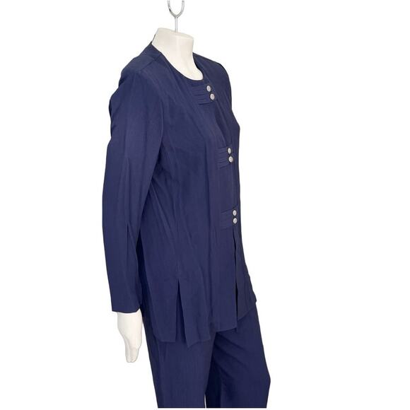 VTG R&M RICHARDS 2 Piece Conservative Pantsuit Set in Navy Blue SZ 8 - Picture 4 of 12